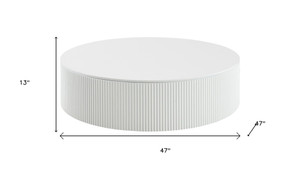 47" White Wood Round Drum Coffee Table - 880016568011