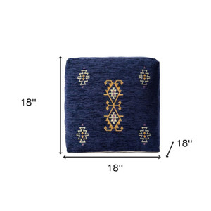 18" Blue Medallion Pouf Ottoman