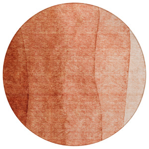 8' Red Copper And Terra Cotta Round Ombre Washable Indoor Outdoor Area Rug