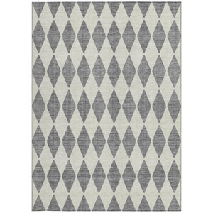 10' X 14' Gray And Ivory Geometric Washable Indoor Outdoor Area Rug