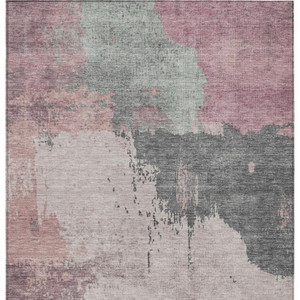 8' X 10' Blush Sage And Charcoal Abstract Washable Indoor Outdoor Area Rug