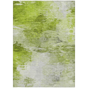 9' X 12' Artichoke Green And Lime Green Abstract Washable Indoor Outdoor Area Rug