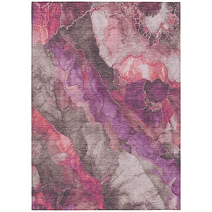 8' X 10' Blush And Purple Floral Washable Indoor Outdoor Area Rug