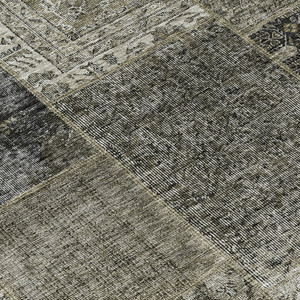 9' X 12' Taupe Brown And Charcoal Patchwork Washable Indoor Outdoor Area Rug