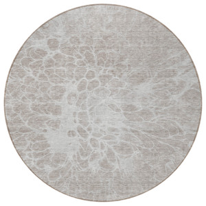 8' Taupe Beige And Ivory Round Abstract Washable Indoor Outdoor Area Rug Transitional Style - Taupe, Beige, Ivory Color