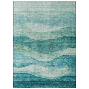 8' X 10' Teal Blue And Aqua Abstract Washable Indoor Outdoor Area Rug - 880016412949