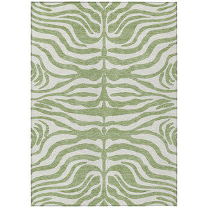 8' X 10' Artichoke Green And Ivory Animal Print Washable Indoor Outdoor Area Rug