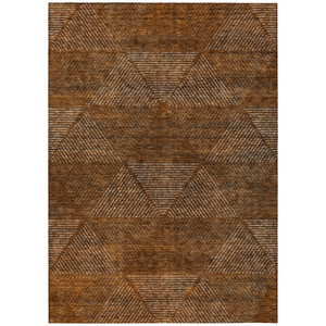 8' X 10' Terra Cotta Copper And Beige Geometric Washable Indoor Outdoor Area Rug - Terra Cotta, Copper, Beige