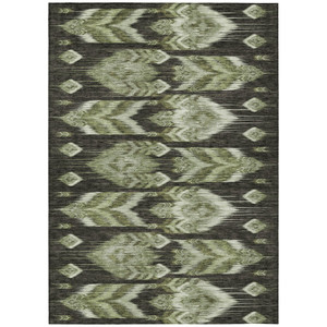 8' X 10' Olive Green And Artichoke Green Southwestern Washable Indoor Outdoor Area Rug - Olive Green, Artichoke Green