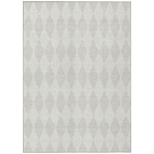 10' X 14' Ivory And Beige Geometric Washable Indoor Outdoor Area Rug