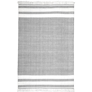 9' X 12' Gray Striped Handmade Indoor Outdoor Area Rug