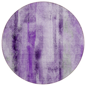 8' Round Purple Round Washable Non Skid Indoor Outdoor Area Rug