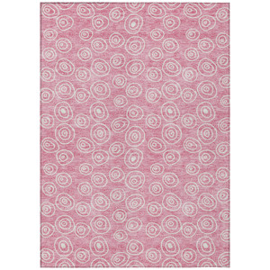 9' X 12' Pink And Ivory Geometric Washable Indoor Outdoor Area Rug Transitional Style - Pink, Ivory Color