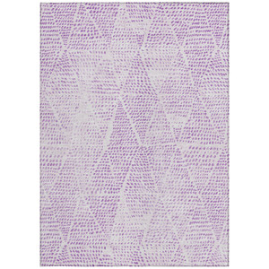 10' X 14' Purple And Ivory Geometric Washable Indoor Outdoor Area Rug