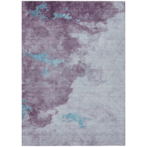 9' X 12' Lavender And Teal Blue Abstract Washable Indoor Outdoor Area Rug - Lavender, Teal Blue