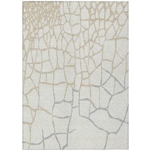 10' X 14' Ivory And Beige Abstract Washable Indoor Outdoor Area Rug - 608219054212