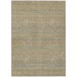 9' X 12' Beige And Taupe Striped Washable Indoor Outdoor Area Rug