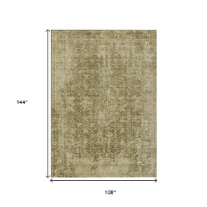 9' X 12' Brown And Beige Abstract Washable Indoor Outdoor Area Rug - Brown, Beige