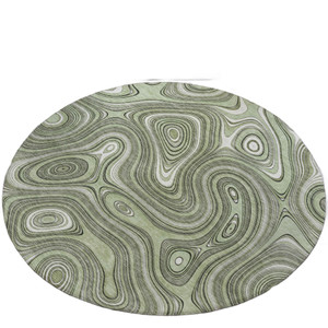 8' Artichoke Green And Ivory Round Geometric Washable Indoor Outdoor Area Rug - 880016842265