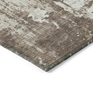 10' X 14' Brown And Beige Abstract Washable Indoor Outdoor Area Rug - 606114956433