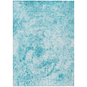 8' X 10' Teal Abstract Washable Non Skid Indoor Outdoor Area Rug