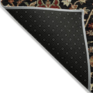 8' X 10' Black Brown And Red Floral Washable Indoor Outdoor Area Rug