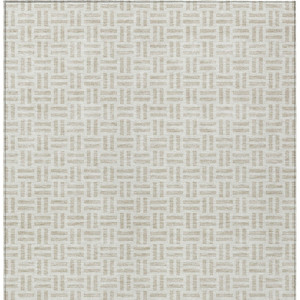 9' X 12' Ivory And Beige Geometric Washable Indoor Outdoor Area Rug - Ivory, Beige