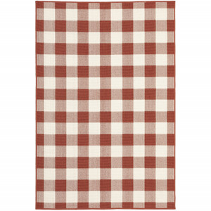 2' X 3' Red Geometric Stain Resistant Indoor Outdoor Area Rug - 606114574767