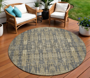 8' Gray Taupe And Beige Round Moroccan Washable Indoor Outdoor Area Rug