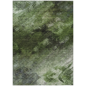 8' X 10' Green And Ivory Abstract Washable Indoor Outdoor Area Rug - Green, Ivory