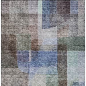 8' X 10' Brown Green And Blue Abstract Washable Indoor Outdoor Area Rug