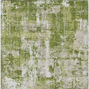 10' X 14' Green And Ivory Abstract Washable Indoor Outdoor Area Rug - 608219329259