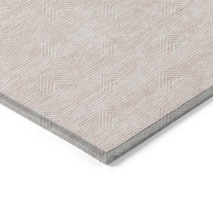 9' X 12' Pink And Gray Geometric Washable Indoor Outdoor Area Rug