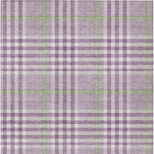 9' X 12' Purple Green And Ivory Plaid Washable Indoor Outdoor Area Rug
