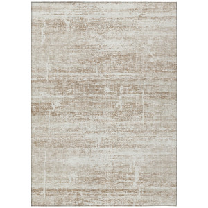 9' X 12' Beige Taupe And Ivory Abstract Washable Indoor Outdoor Area Rug - Beige, Taupe, Ivory