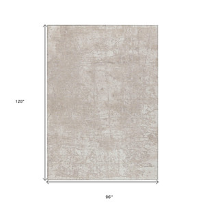 8' X 10' Ivory Abstract Washable Non Skid Indoor Outdoor Area Rug - Ivory