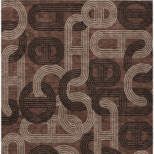 10' X 14' Chocolate And Beige Geometric Washable Indoor Outdoor Area Rug - Chocolate, Beige