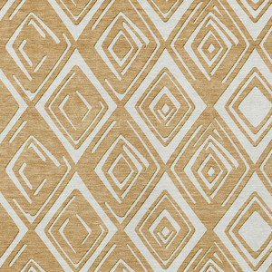 10' X 14' Gold And Ivory Geometric Washable Indoor Outdoor Area Rug - Gold, Ivory