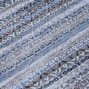 8' X 10' Blue And Charcoal Striped Washable Indoor Outdoor Area Rug