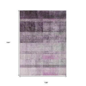 9' X 12' Purple Ombre Washable Indoor Outdoor Area Rug