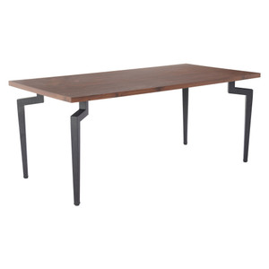 71" Brown and Black Wood and Steel Dining Table