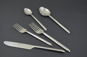 Glossy Silver Stainless Steel Twenty Piece Hand Forged Flatware Set