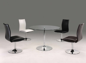 42" Clear and Silver Glass and Metal Pedestal Base Round Top Dining Table