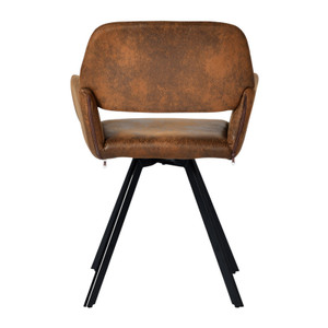 Set of Two Espresso and Black Faux Suede and Steel Dining Arm Chairs