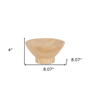 8" Beige Sandstone Round Pedestal Centerpiece Bowl