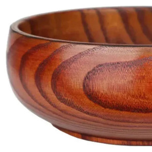 7" Brown Solid Wood Round Serving Bowl - 880016699210