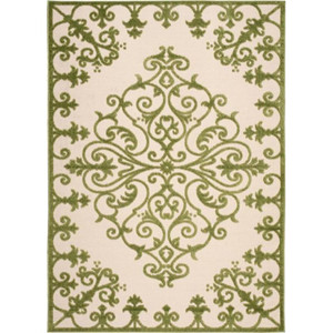 10' X 13' Green Damask Non Skid Indoor Outdoor Area Rug - 606114454564