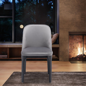 Gray And Black Upholstered Velvet Dining Side Chair - 606114890089