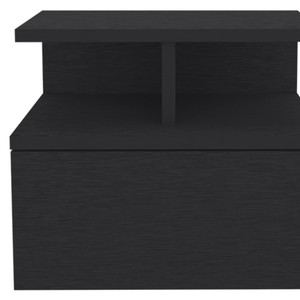 12" Black Wood One Drawer Floating Nightstand