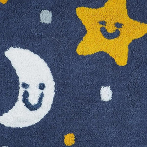 32" White Blue And Yellow Cotton Clouds and Stars Youthful Bath Rug - 880016561234
